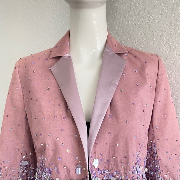 Vintage Anna Molinari Blumarine sequin embellished lavender pink jacket - Picture 5 of 16